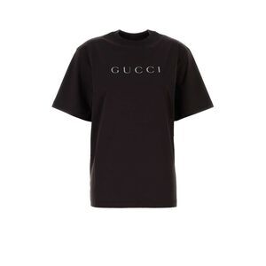 Gucci Women Dark Brown Cotton Oversize T-Shirt